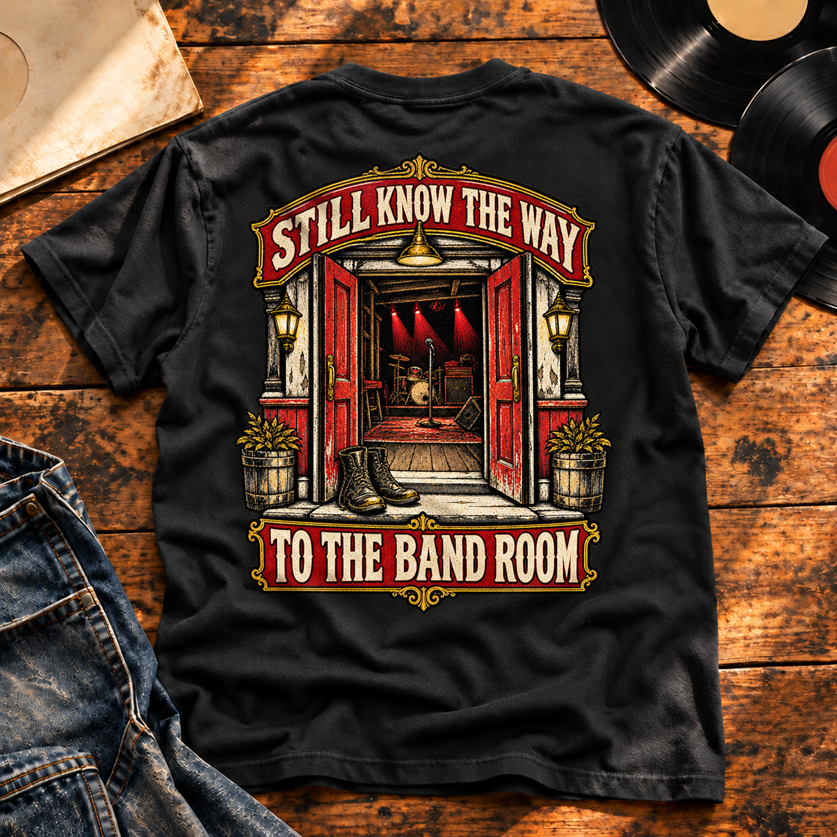 Still Know the Way Heavyweight Tee — Charcoal Heather vinyl flat-lay back view