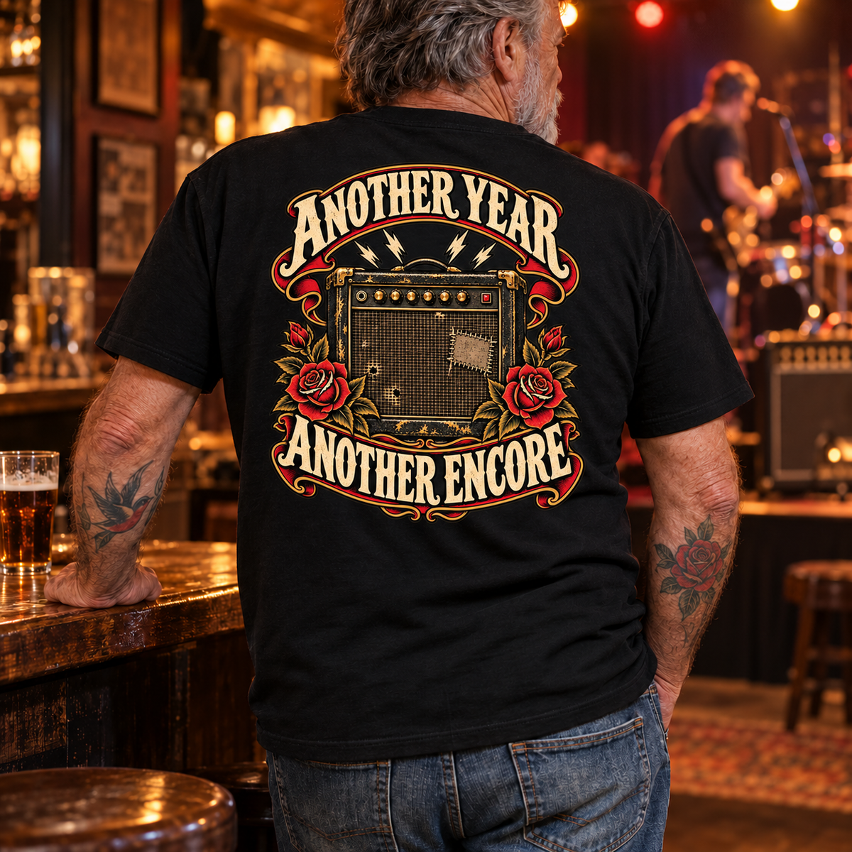 Another Year Another Encore — Black pub lifestyle back view