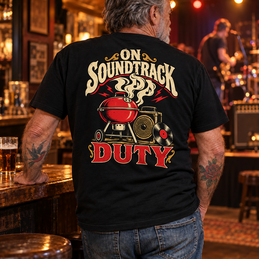 On Soundtrack Duty — Black pub lifestyle back view
