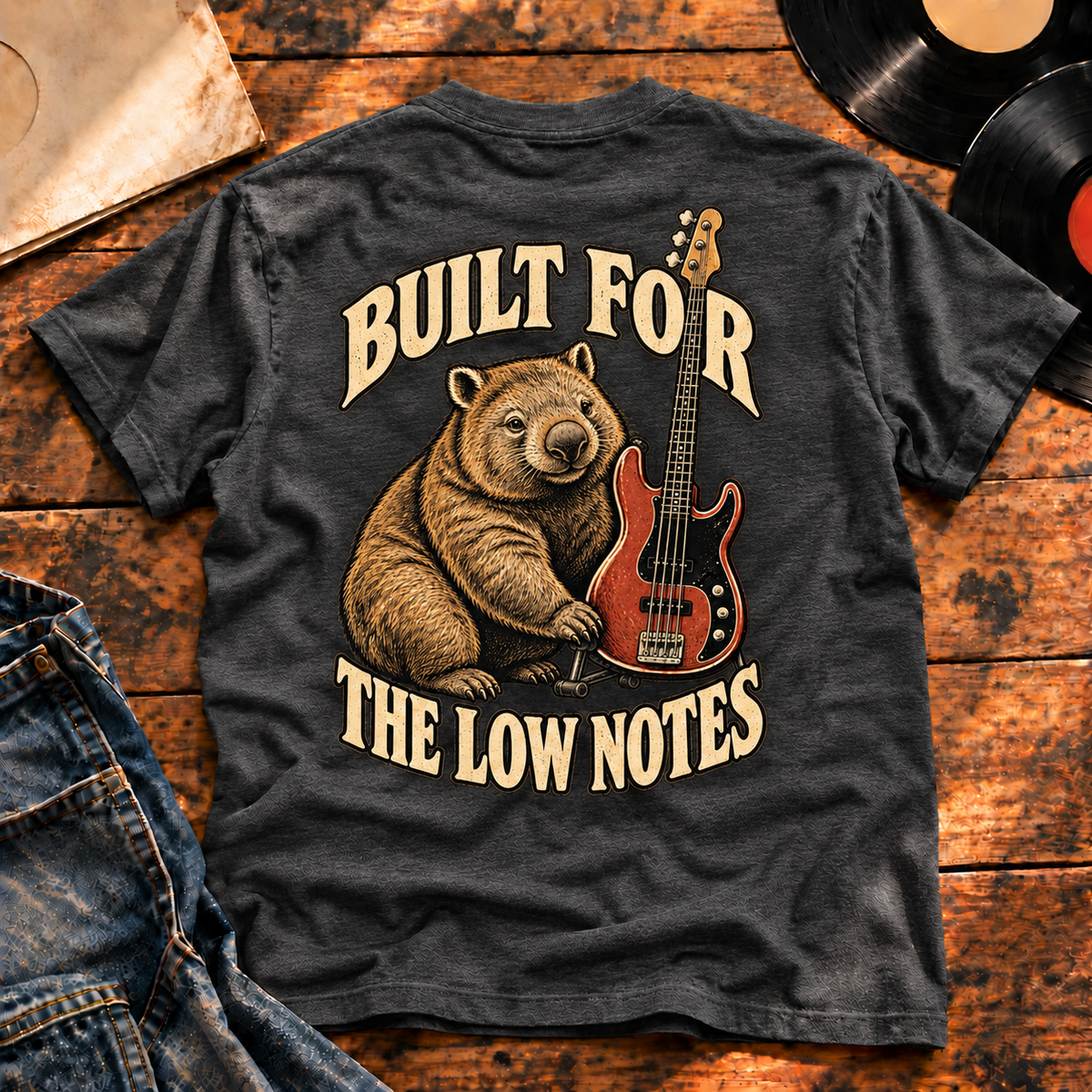Built For The Low Notes Heavyweight Tee charcoal back print hero