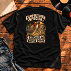 Camp Kitchen Special Sausages & Guitar Solos Heavyweight Tee — black back-print hero