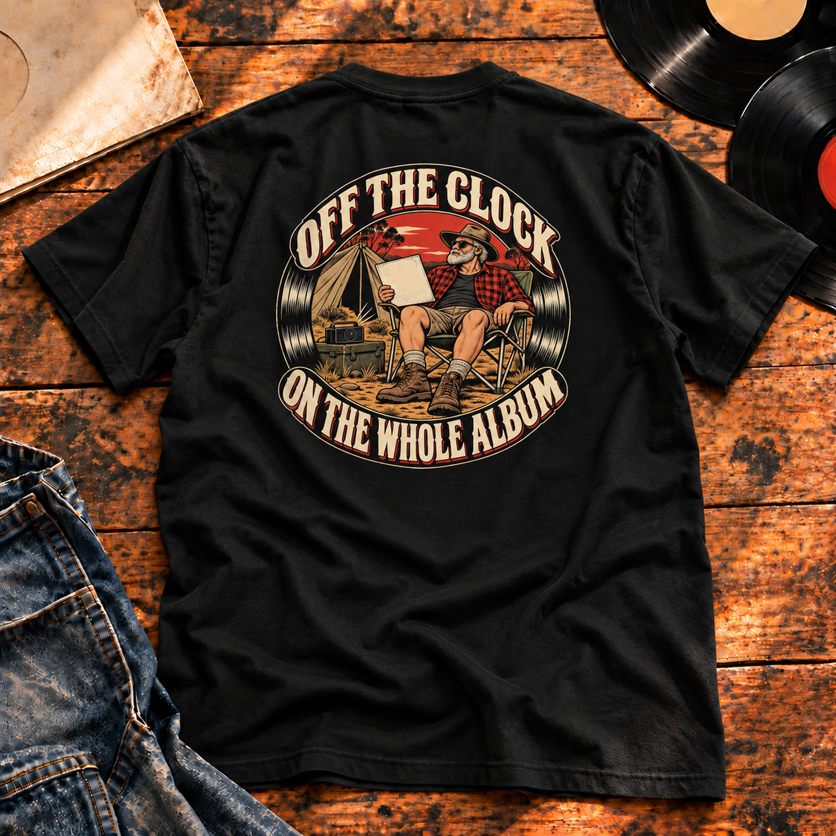Off the Clock On the Whole Album Heavyweight Tee — black back-print hero