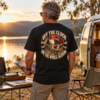 Off the Clock On the Whole Album Heavyweight Tee — Black lifestyle photograph