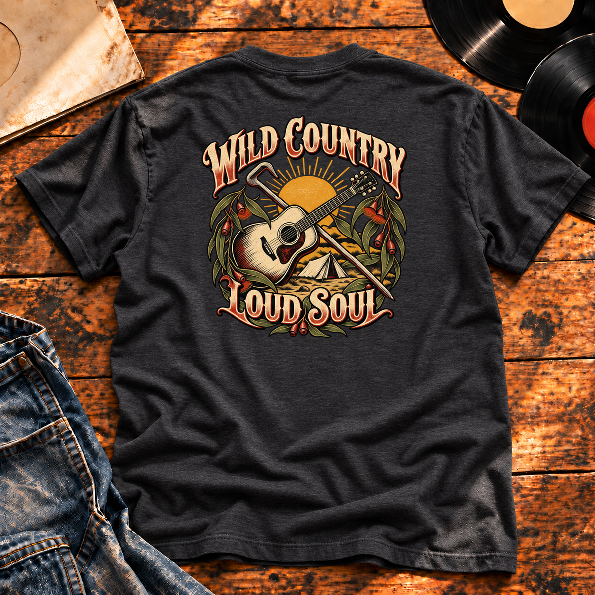 Wild Country Loud Soul Heavyweight Tee — charcoal back-print hero