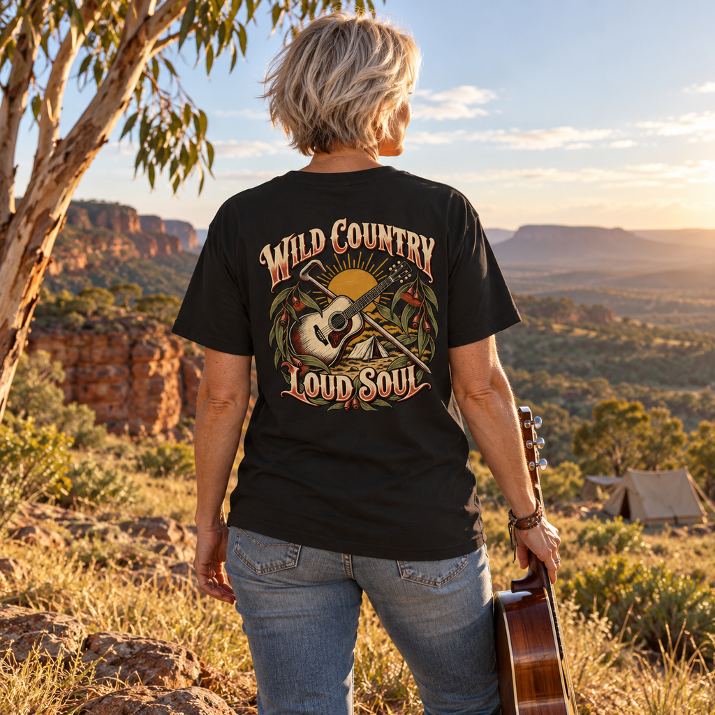 Wild Country Loud Soul Heavyweight Tee — Black lifestyle photograph