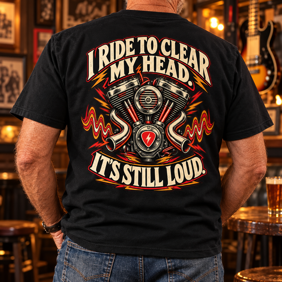 Clear My Head Still Loud Heavyweight Tee — Lifestyle back print lifestyle