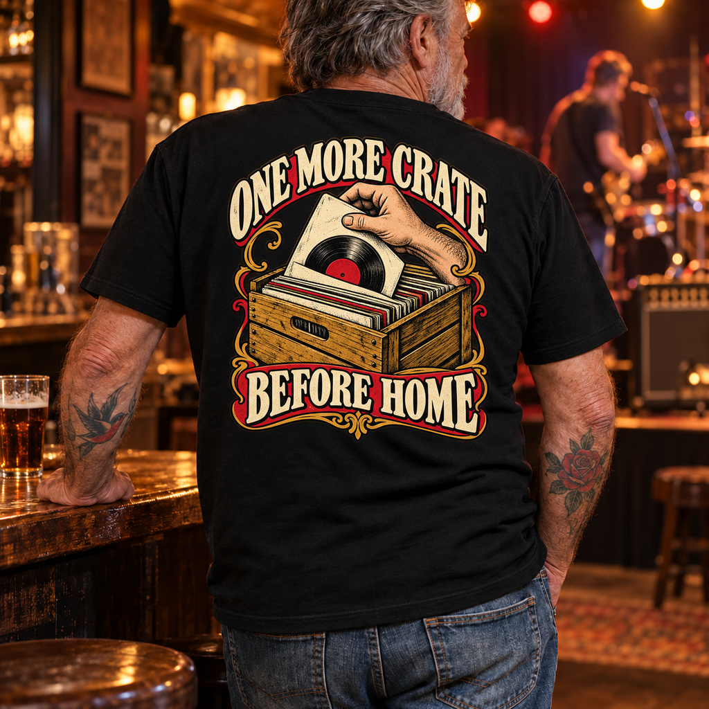 One More Crate Before Home — Black pub lifestyle back view