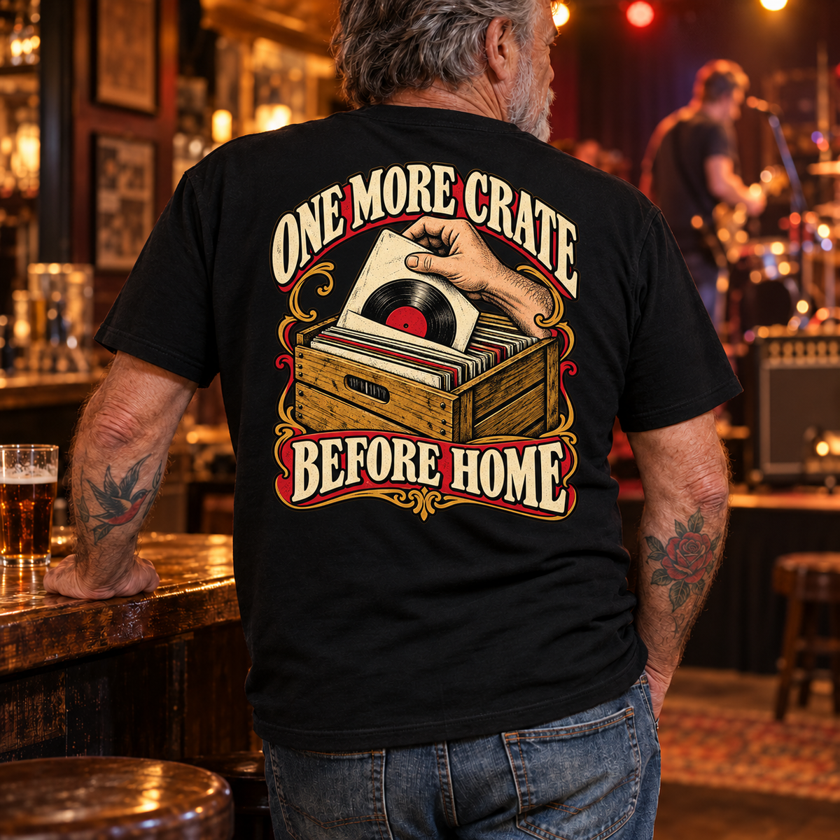 One More Crate Before Home — Black pub lifestyle back view