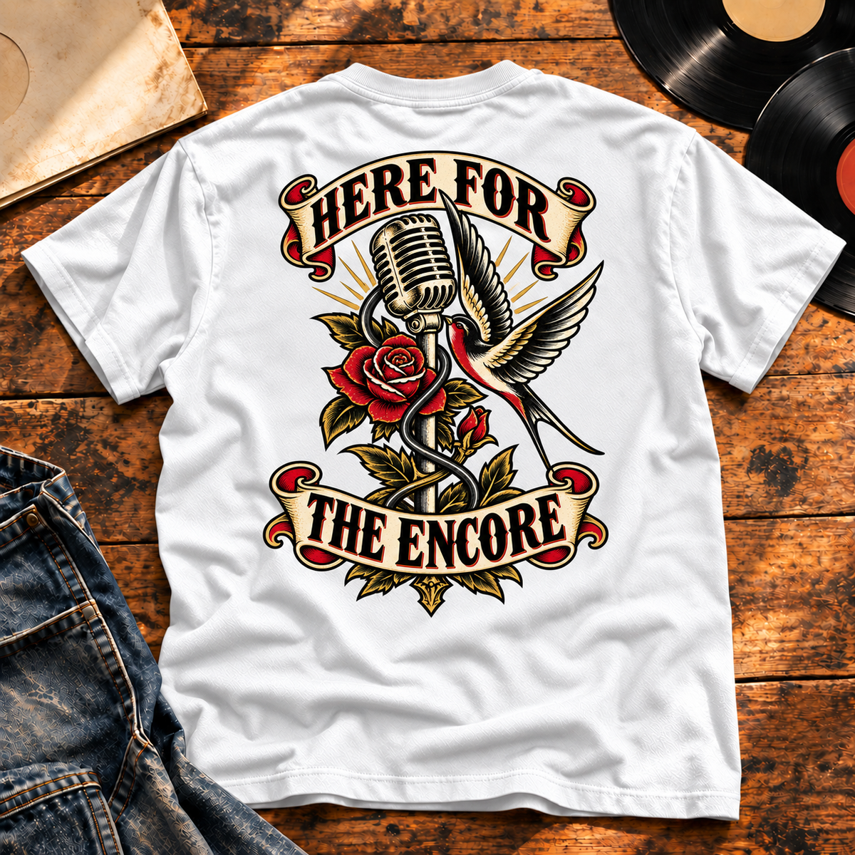 Here for the Encore — White back view