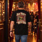 gig design — generated lifestyle model wearing black back-print heavyweight tee