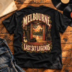 Melbourne Last Set Legends tee — Black, back print