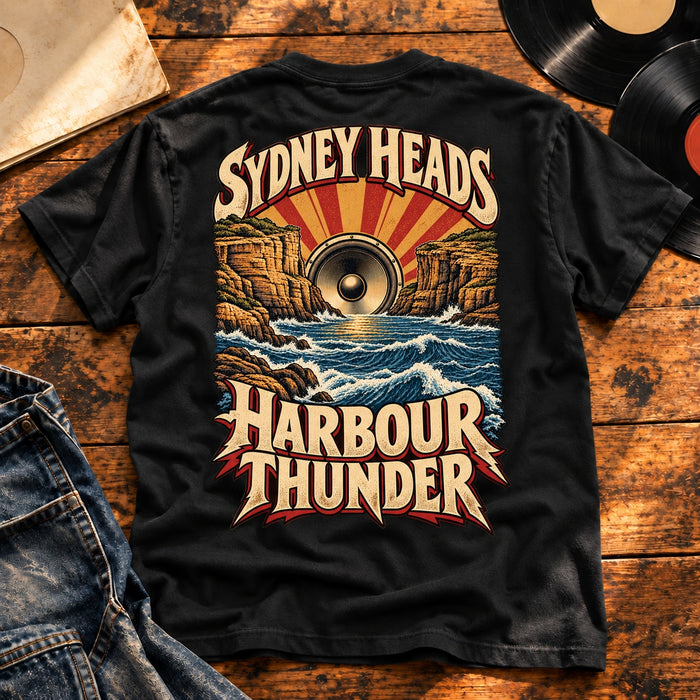 Sydney Harbour Heads Thunder — Black, back print