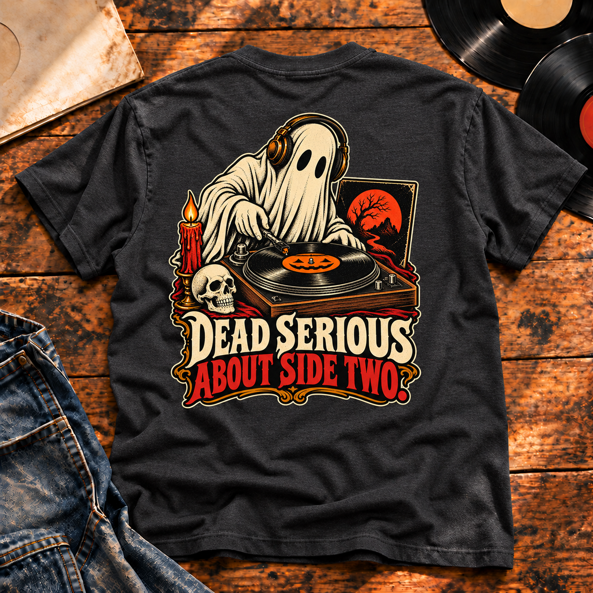 Dead Serious About Side Two Heavyweight Tee — charcoal
