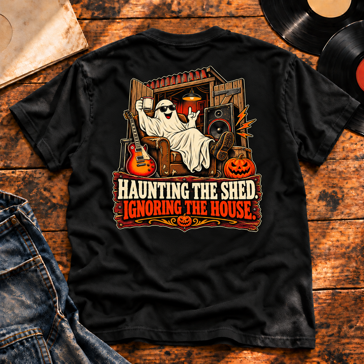 Haunting the Shed Heavyweight Tee — black