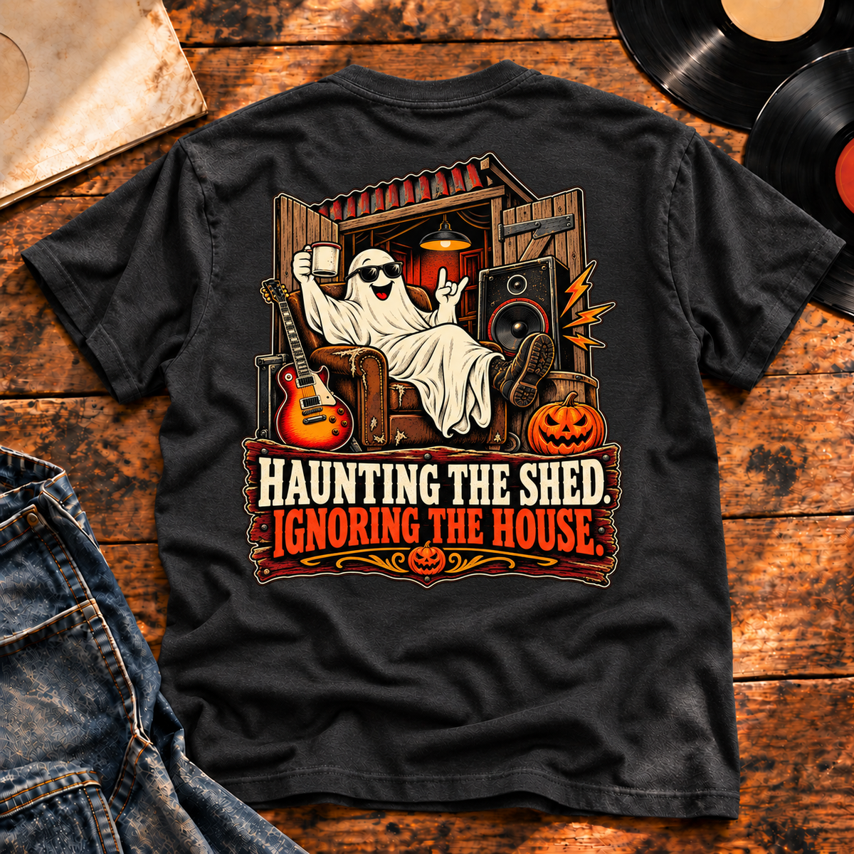 Haunting the Shed Heavyweight Tee — charcoal