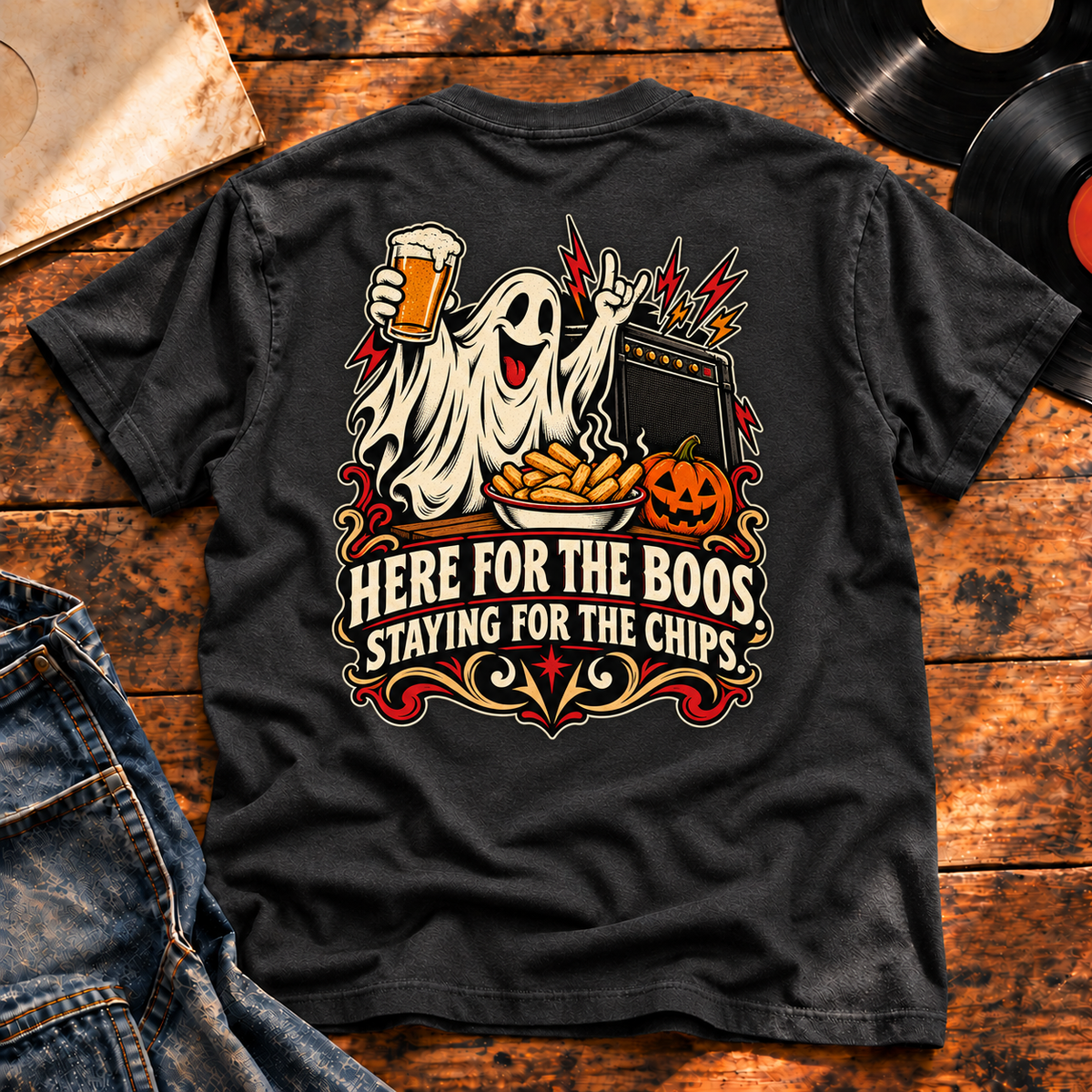 Here for the Boos Heavyweight Tee — charcoal