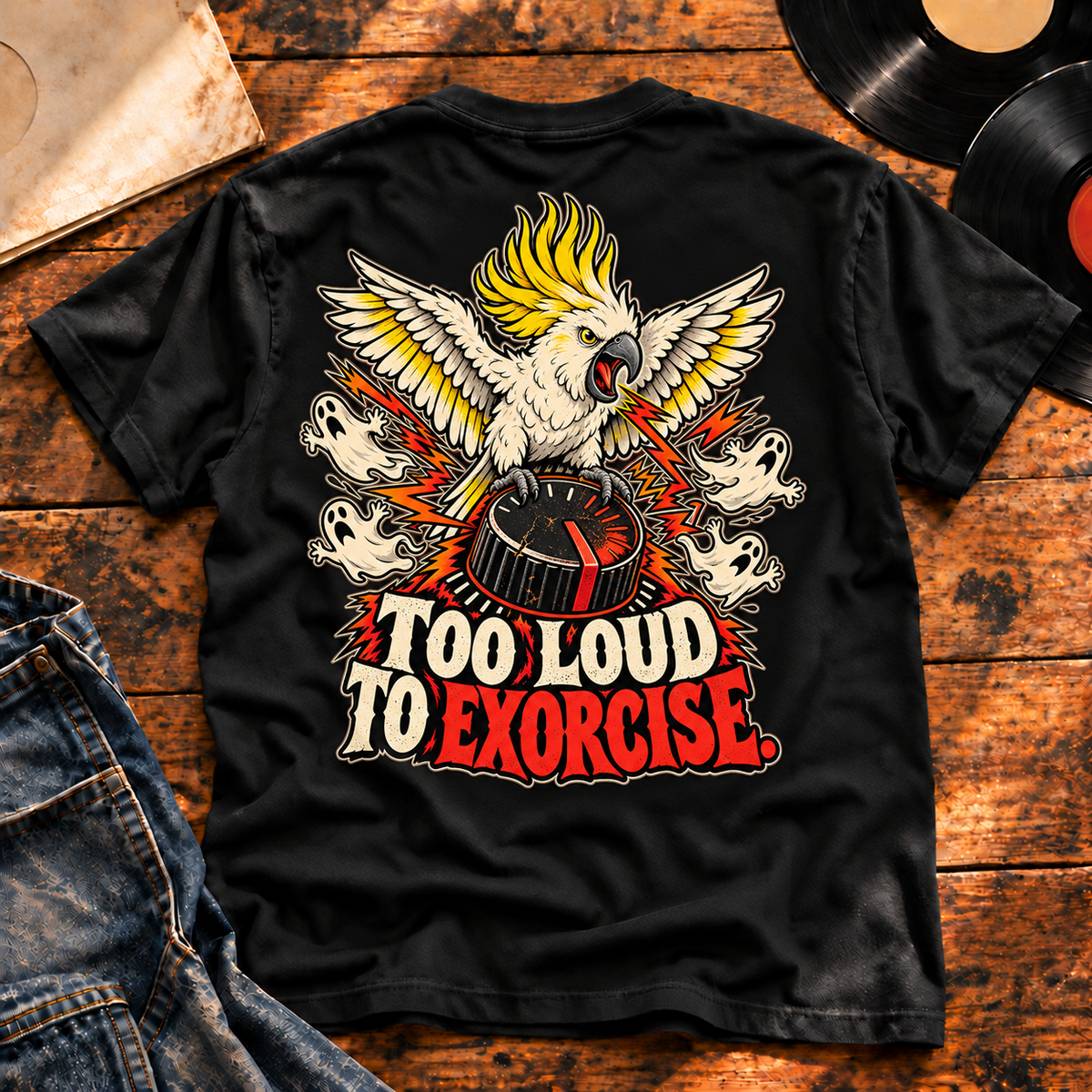 Too Loud to Exorcise Heavyweight Tee — black