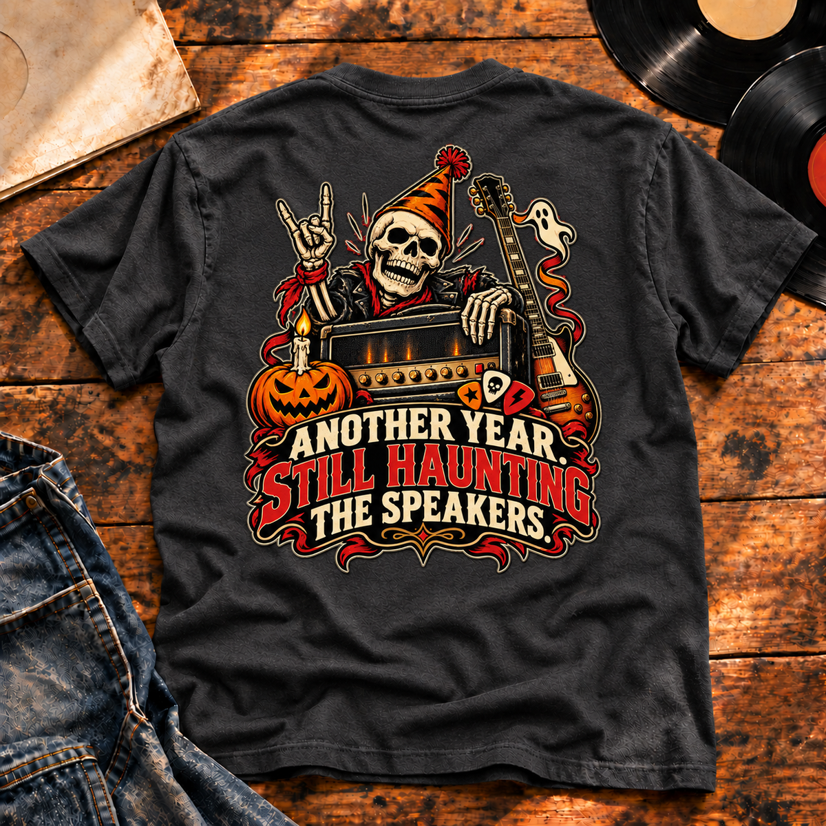 Still Haunting the Speakers Heavyweight Tee — charcoal