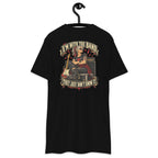 Iâ€™m With the Band Heavyweight Tee — Black, back view on hanger (Printful)