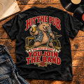 Hit the Pub heavyweight tee back print — vinyl flatlay hero