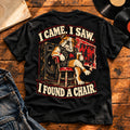 I Found a Chair black heavyweight tee, back print flat-lay hero
