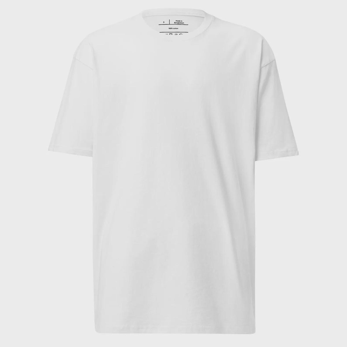 Plain front of the white Outlaw Slide and Blues heavyweight T-shirt