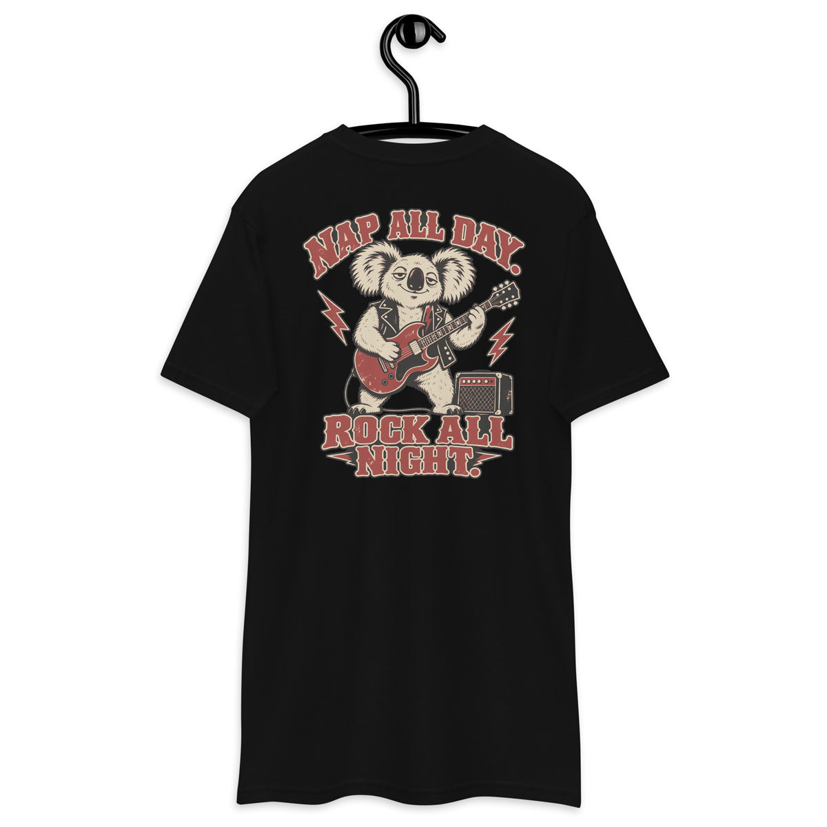 Nap All Day. Rock All Night. – Koala Heavyweight Back Print Tee