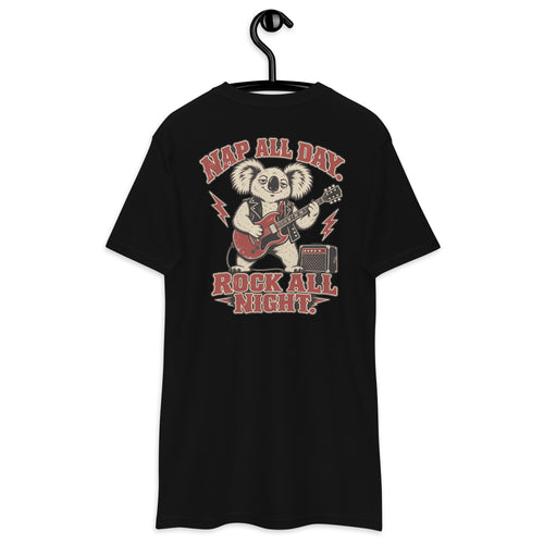 Nap All Day. Rock All Night. – Koala Heavyweight Back Print Tee