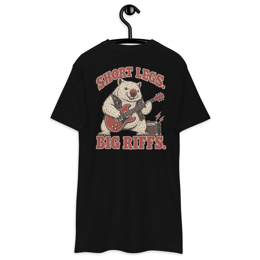 Short Legs. Big Riffs. – Wombat Heavyweight Back Print Tee