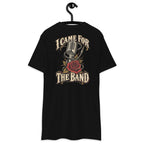 I Came for the Band Heavyweight Tee — Black, back view on hanger (Printful)
