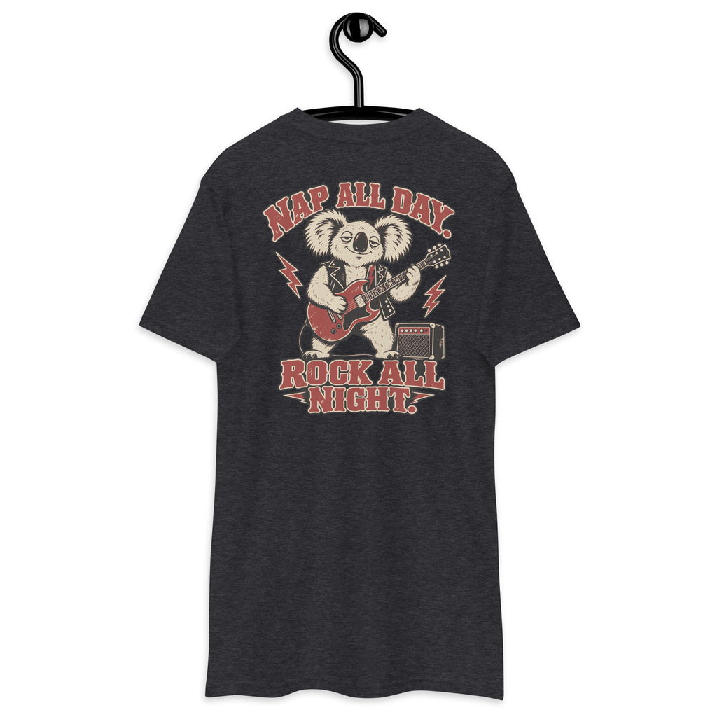 Nap All Day. Rock All Night. – Koala Heavyweight Back Print Tee