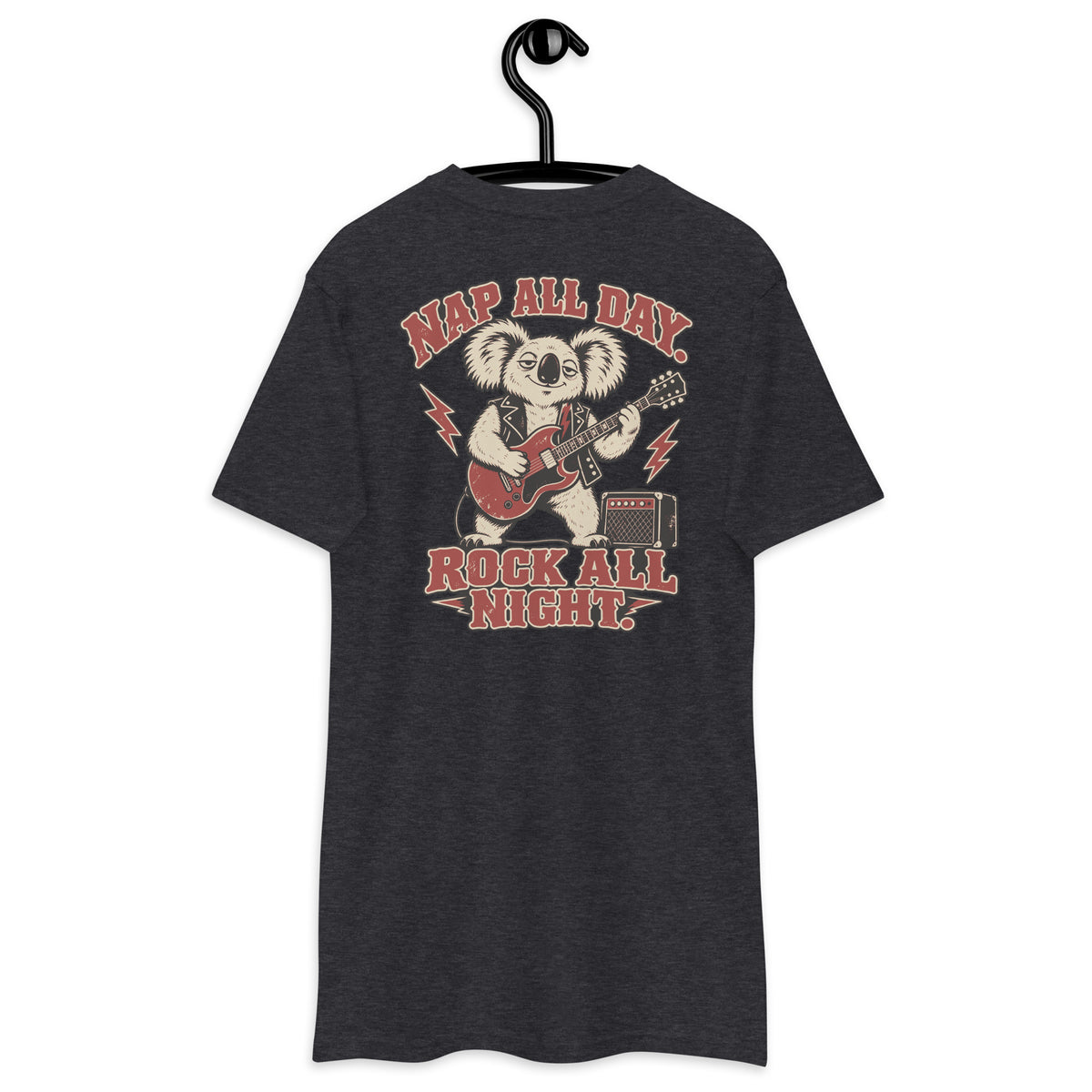 Nap All Day. Rock All Night. – Koala Heavyweight Back Print Tee
