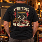 My Shift Ends Lifestyle heavyweight tee — back print male lifestyle