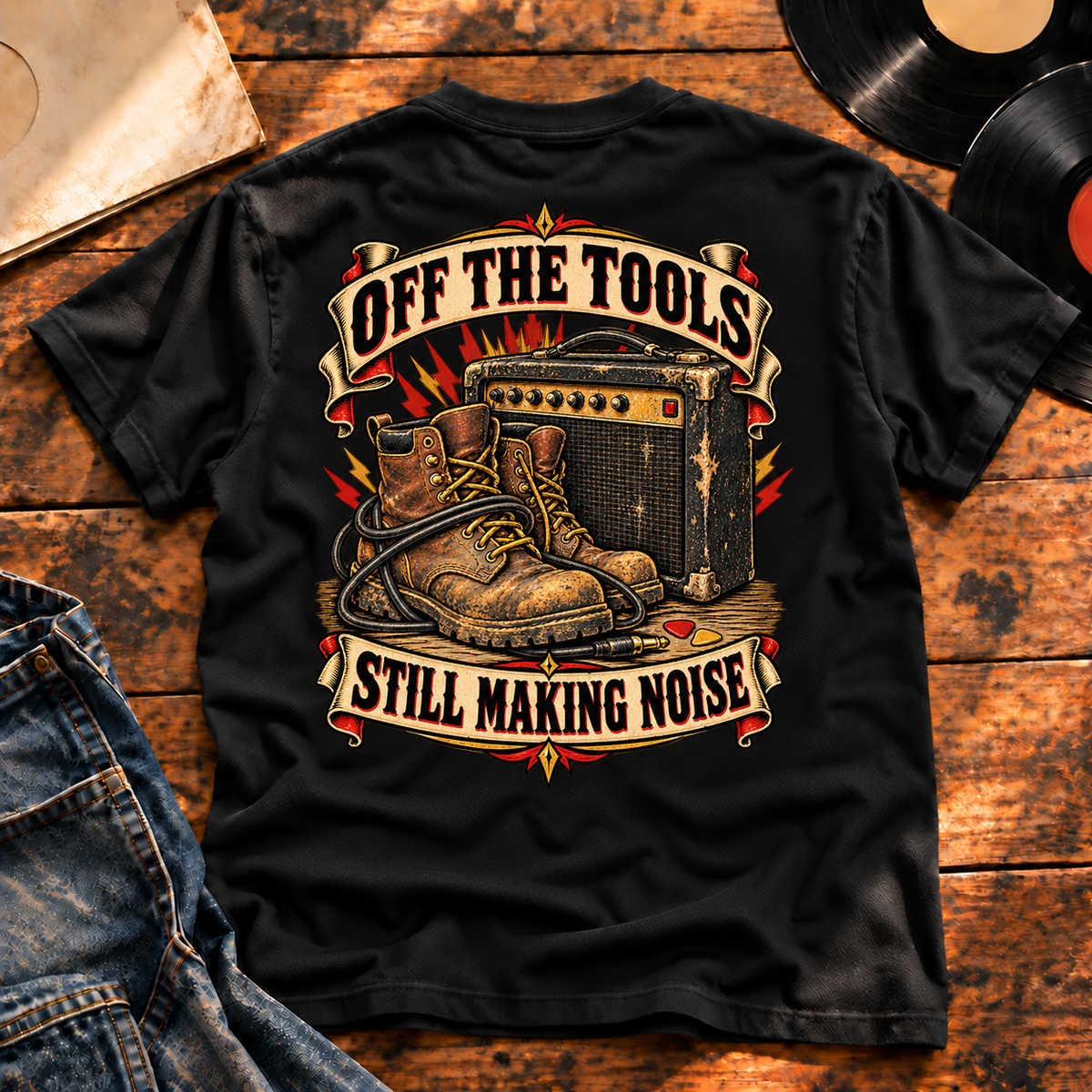 Off The Tools Still Making Noise Heavyweight Tee black back print hero