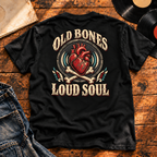 Old Bones Loud Soul heavyweight tee black enlarged back print