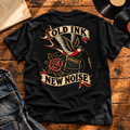 Old Ink, New Noise heavyweight tee in Black – back print hero