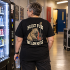 Built For The Low Notes Heavyweight Tee — Black lifestyle back print