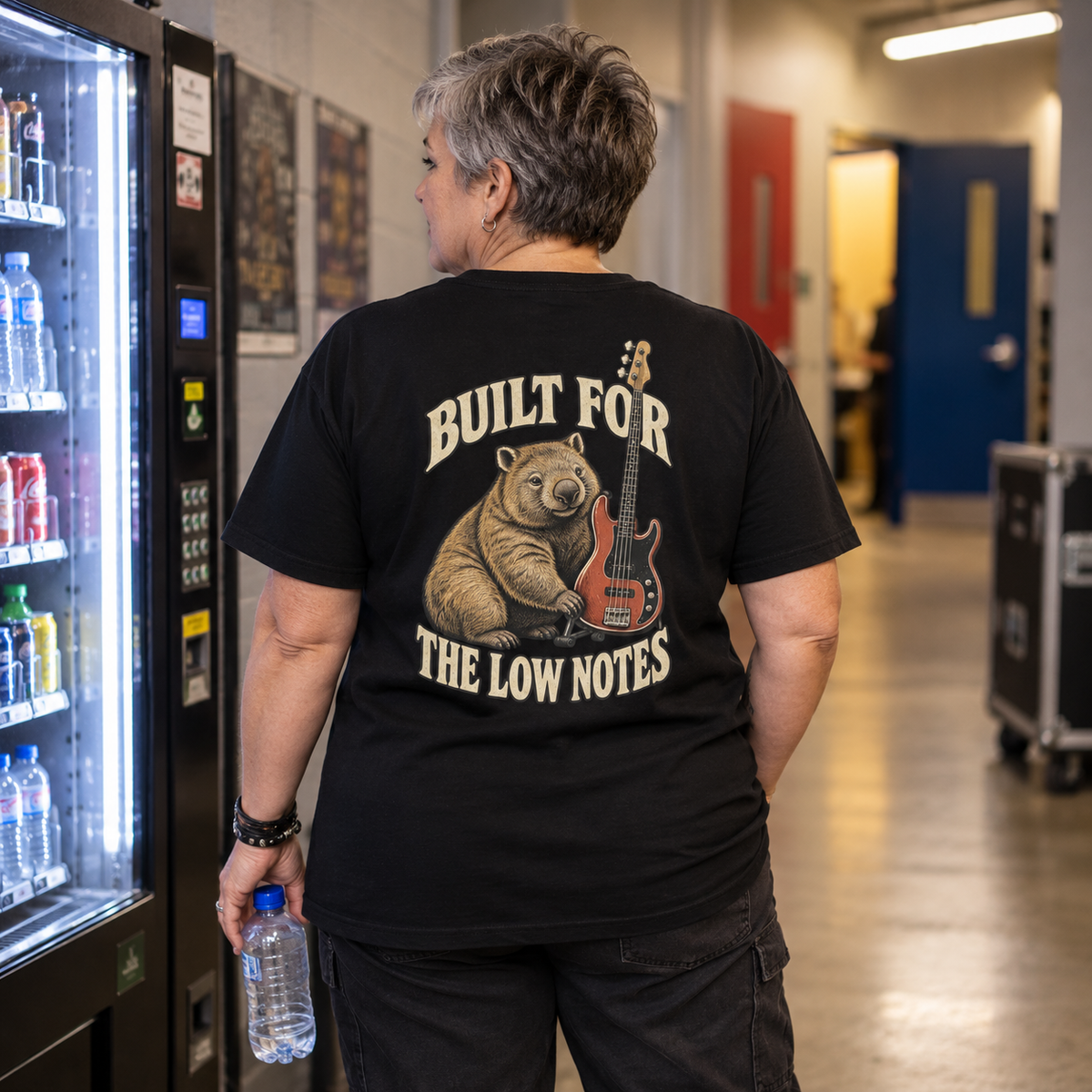 Built For The Low Notes Heavyweight Tee — Black lifestyle back print
