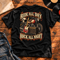 Ride All Day Rock All Night Heavyweight Tee — black back-print hero