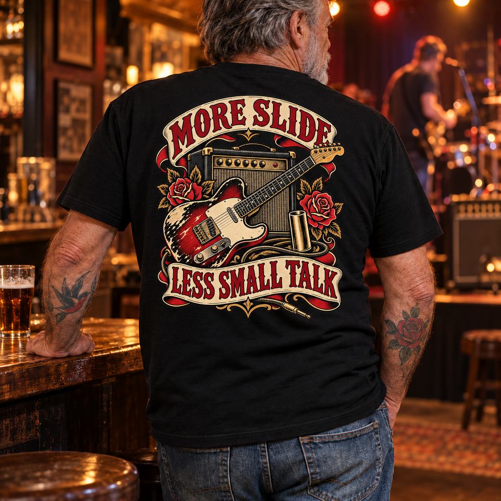 More Slide Less Small Talk — Black pub lifestyle back view