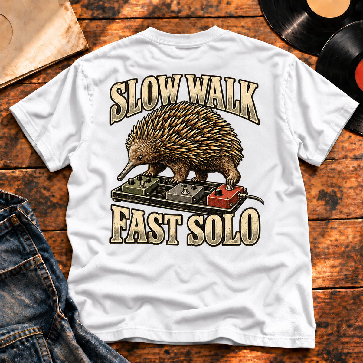 Slow Walk Fast Solo Heavyweight Tee white back print hero