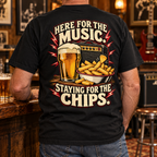 Staying for the Chips Heavyweight Tee — Lifestyle back print lifestyle