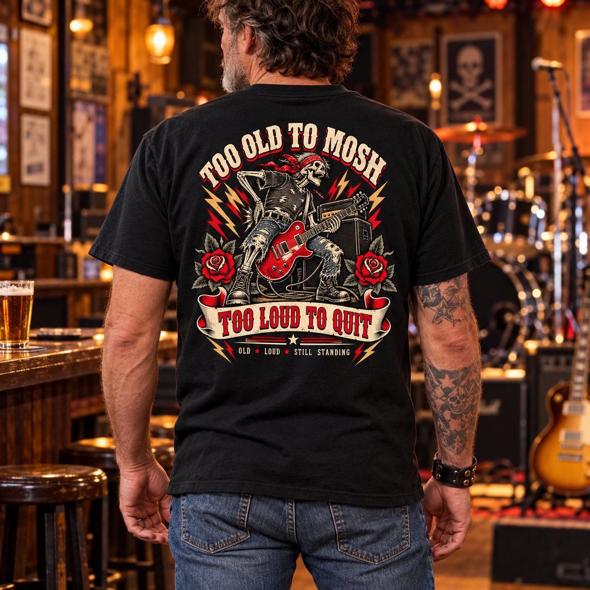 Too Old to Mosh Heavyweight Tee — Lifestyle — back print