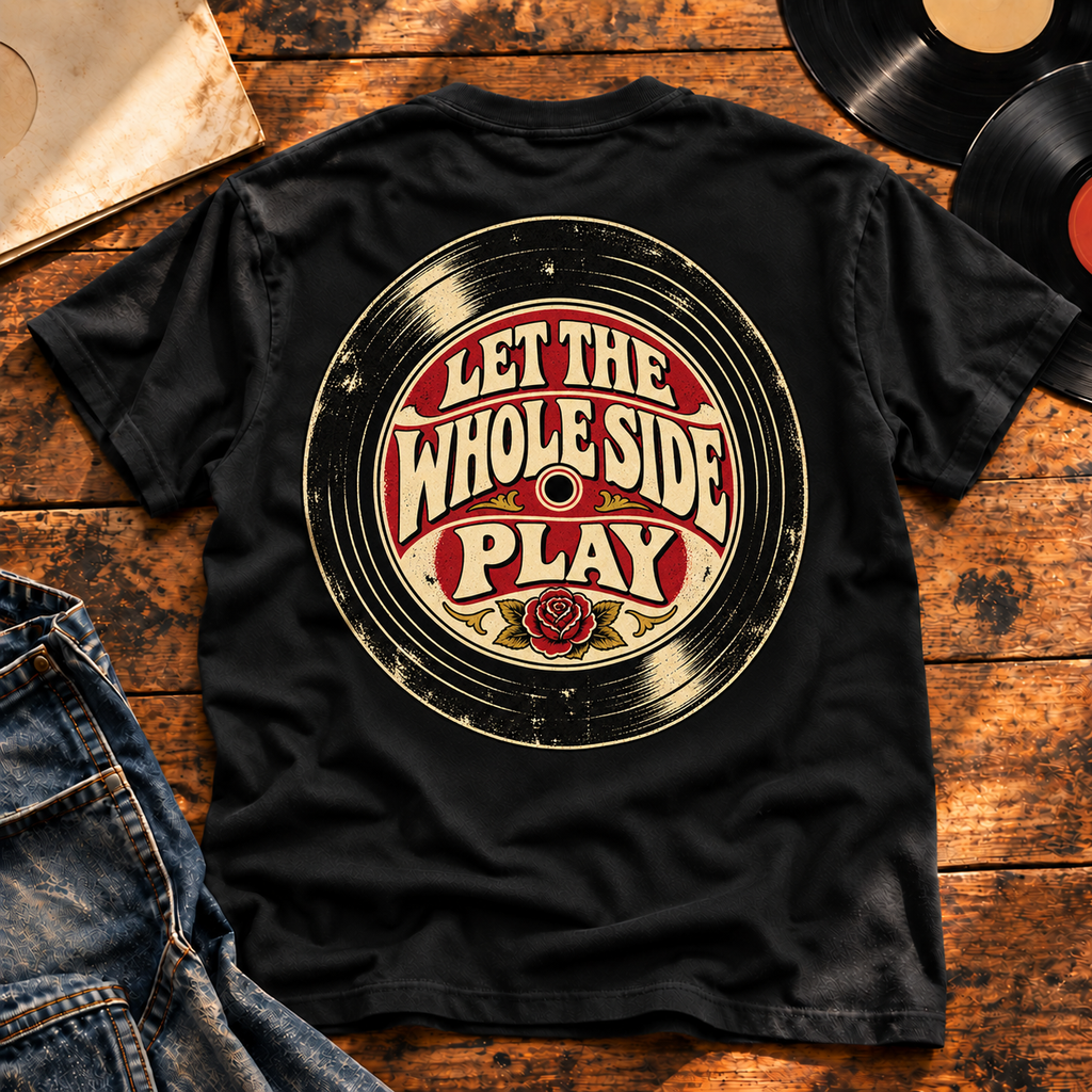 Let the Whole Side Play — Black vinyl flat-lay back view
