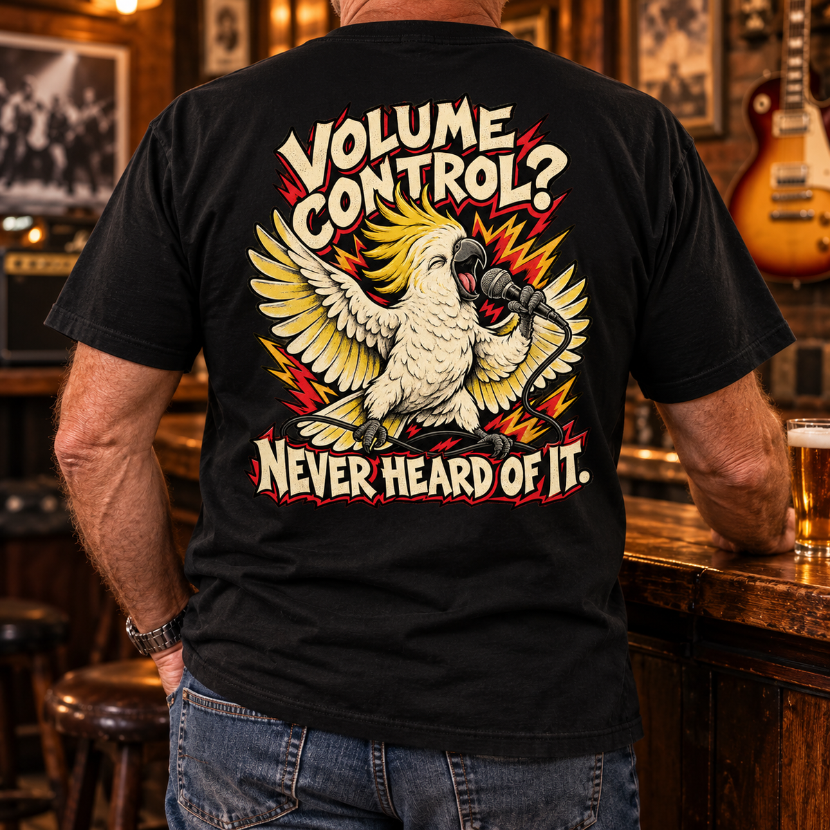 Volume Control Never Heard of It Heavyweight Tee — Lifestyle back print lifestyle
