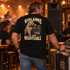 wombat design — generated lifestyle model wearing black back-print heavyweight tee
