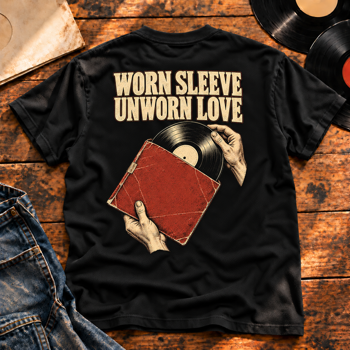Worn Sleeve Unworn Love Heavyweight Tee black back print hero
