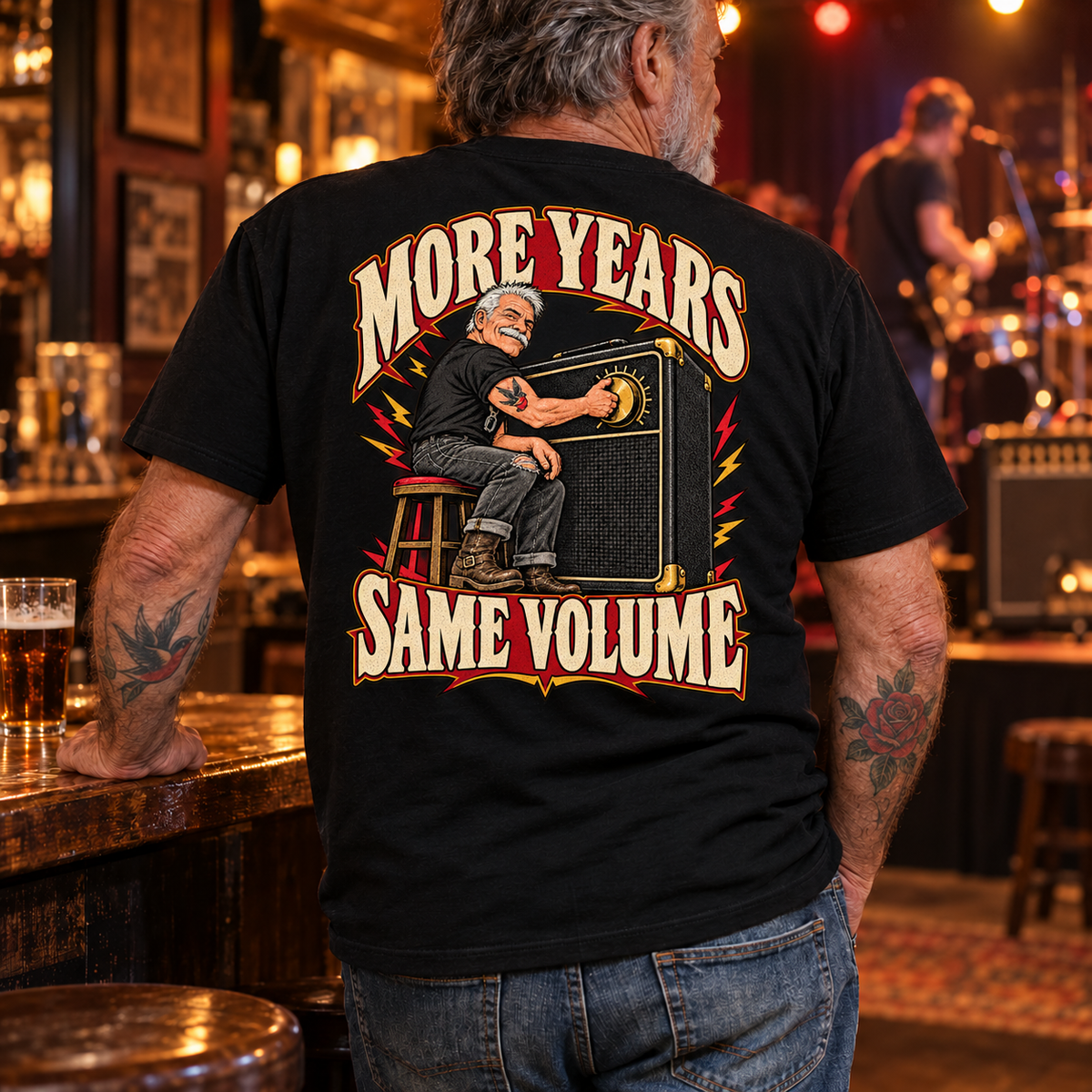 More Years Same Volume — Black pub lifestyle back view